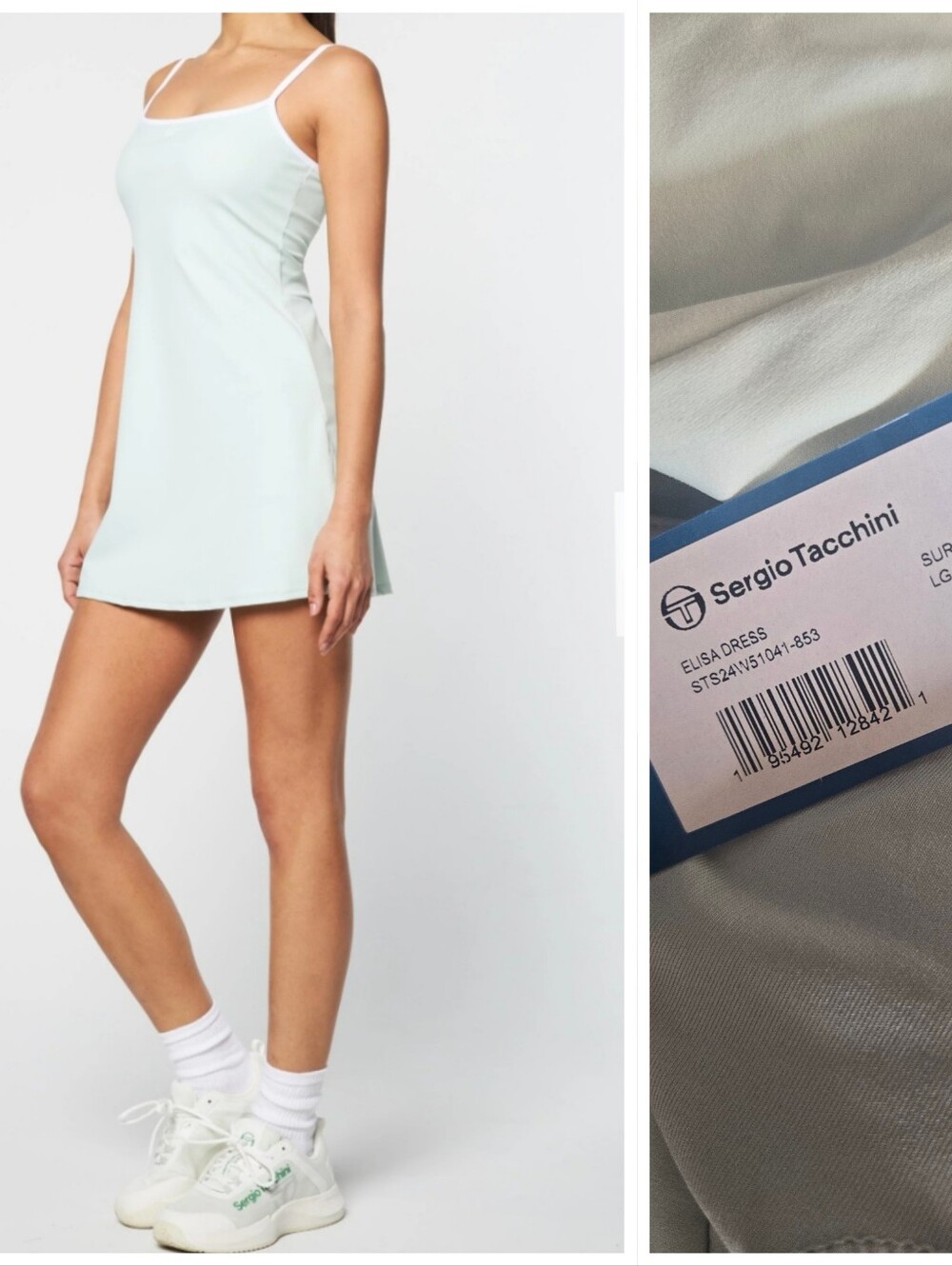 Nwt Sergio Tacchini Elisa Dress In Pastel Ocean Spray W Contrast Piping L